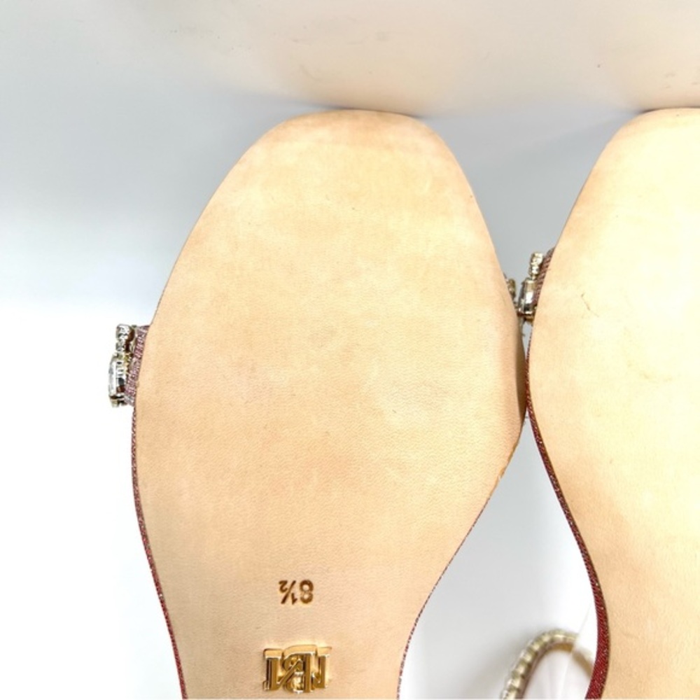 Badgley Mischka Size 8.5 Pink Silver Block‎ Heels Open Toe Dress Sandal Shoes - Picture 10 of 14